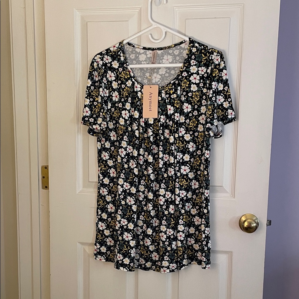 Black Floral Women's Blouse